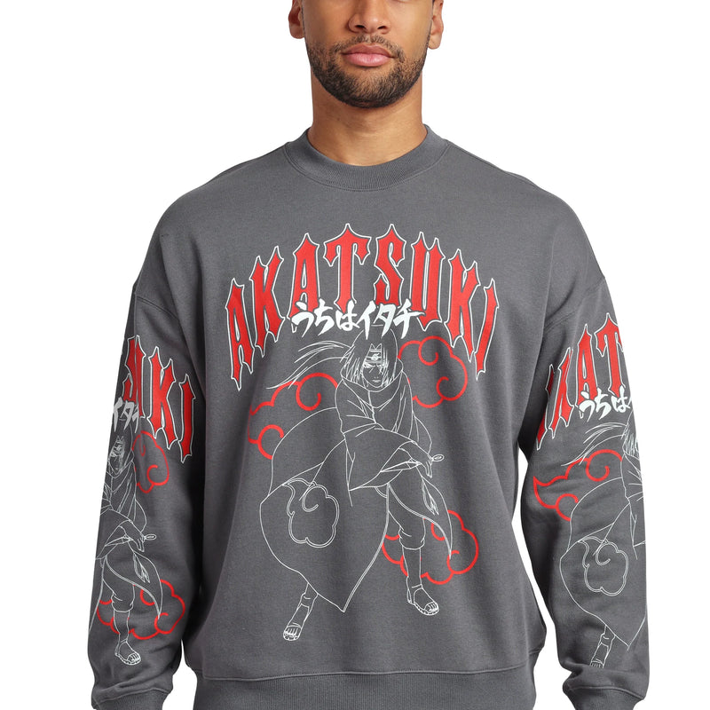 Cargue la imagen en el visor de la galería, Bioworld Naruto Shippuden - Naruto Akatsuki Kanji Men's Black Crew Neck Sweatshirt

