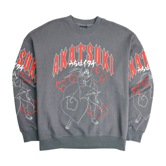 Bioworld Naruto Shippuden - Naruto Akatsuki Kanji Men's Black Crew Neck Sweatshirt