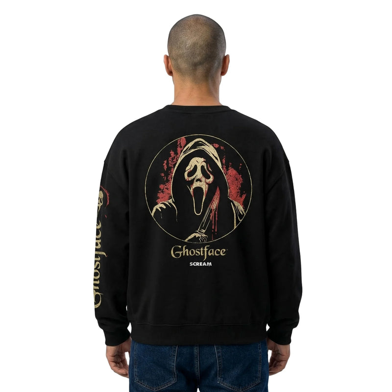 Cargue la imagen en el visor de la galería, Ghostface Men's Oversized Black Crew Neck Sweatshirt
