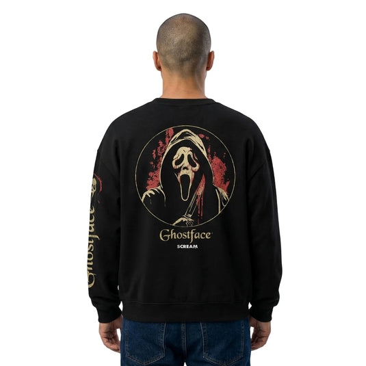Ghostface Men's Oversized Black Crew Neck Sweatshirt