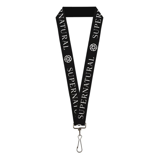 Supernatural - Text and Pentagram Black/White Lanyard