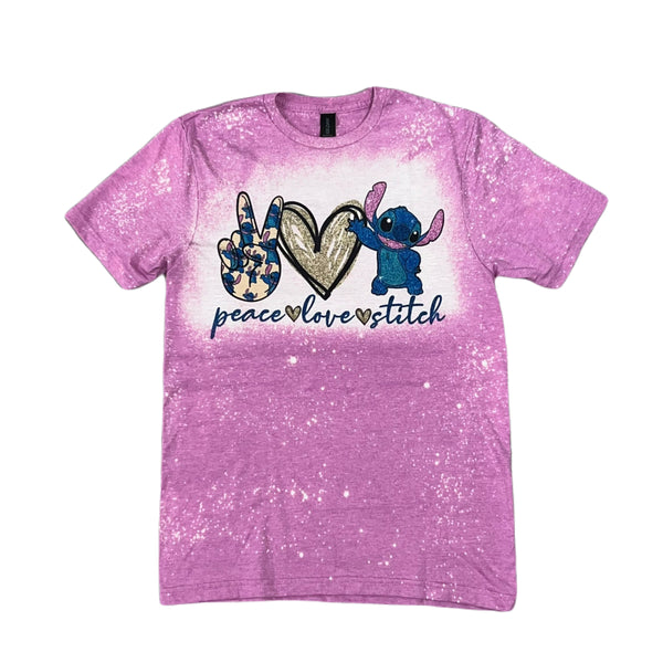 Lilo & Stitch - Peace Love Stitch Bleach T-shirt