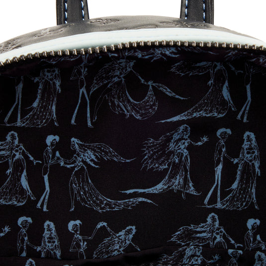 Black bag with white skeleton-themed design on a white background