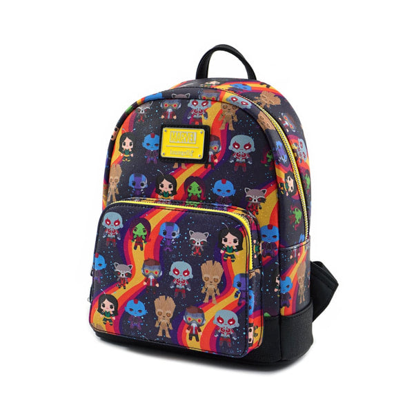 Load image into Gallery viewer, Backpack with colorful character pattern on a white background
