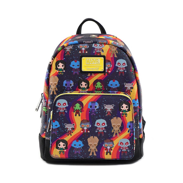 Load image into Gallery viewer, Backpack with colorful character pattern on a white background
