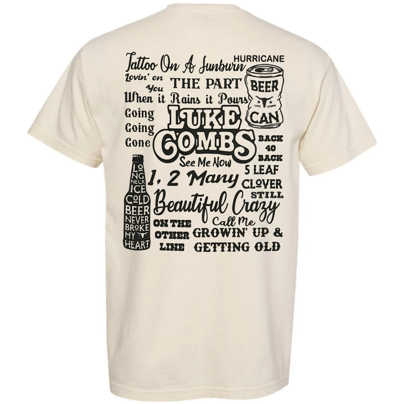 Cargue la imagen en el visor de la galería, Luke Combs - Lyrics Ivory Comfort Color T-shirt
