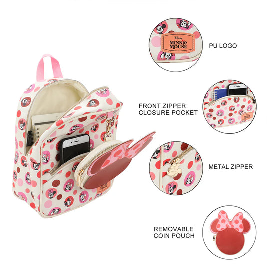 Disney Mickey & Minnie Mouse - Minnie Mouse Ears & Bow White Mini Backpack