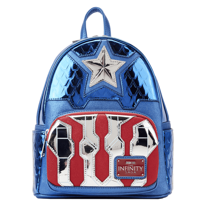 Loungefly Marvel Metallic Captain America Cosplay Mini Backpack