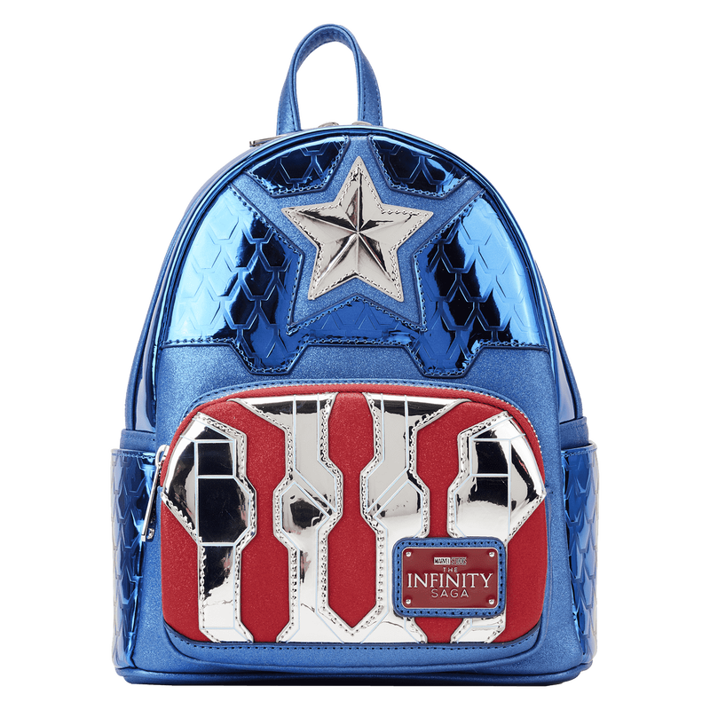 Load image into Gallery viewer, Loungefly Marvel Metallic Captain America Cosplay Mini Backpack
