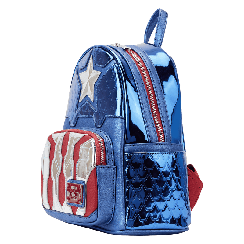 Load image into Gallery viewer, Loungefly Marvel Metallic Captain America Cosplay Mini Backpack
