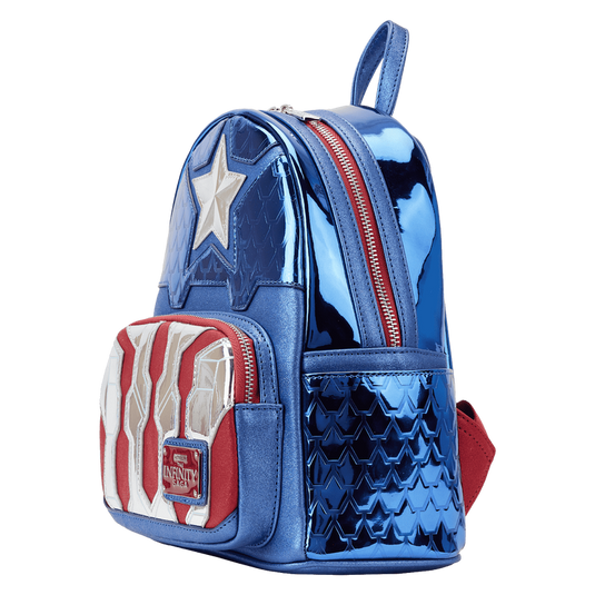 Loungefly Marvel Metallic Captain America Cosplay Mini Backpack