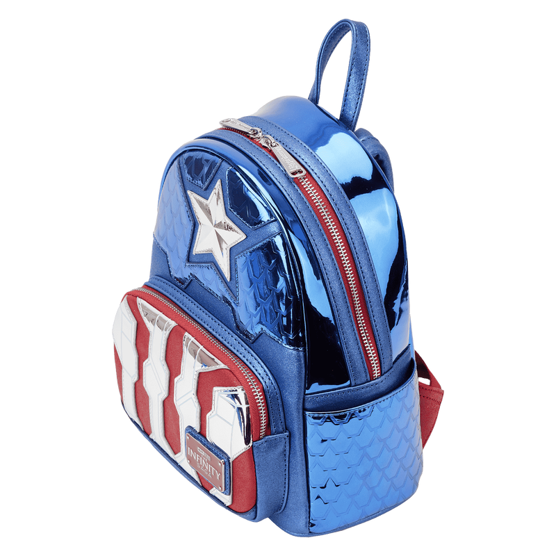 Load image into Gallery viewer, Loungefly Marvel Metallic Captain America Cosplay Mini Backpack
