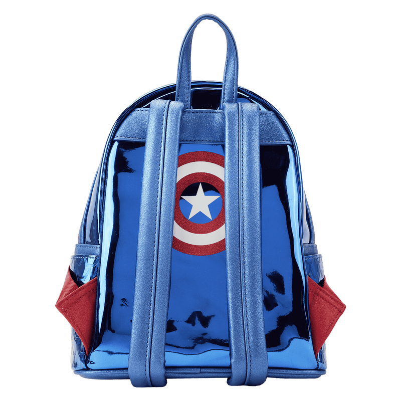 Load image into Gallery viewer, Loungefly Marvel Metallic Captain America Cosplay Mini Backpack
