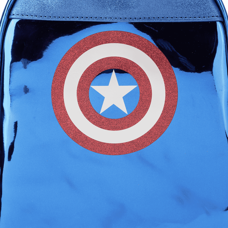 Load image into Gallery viewer, Loungefly Marvel Metallic Captain America Cosplay Mini Backpack
