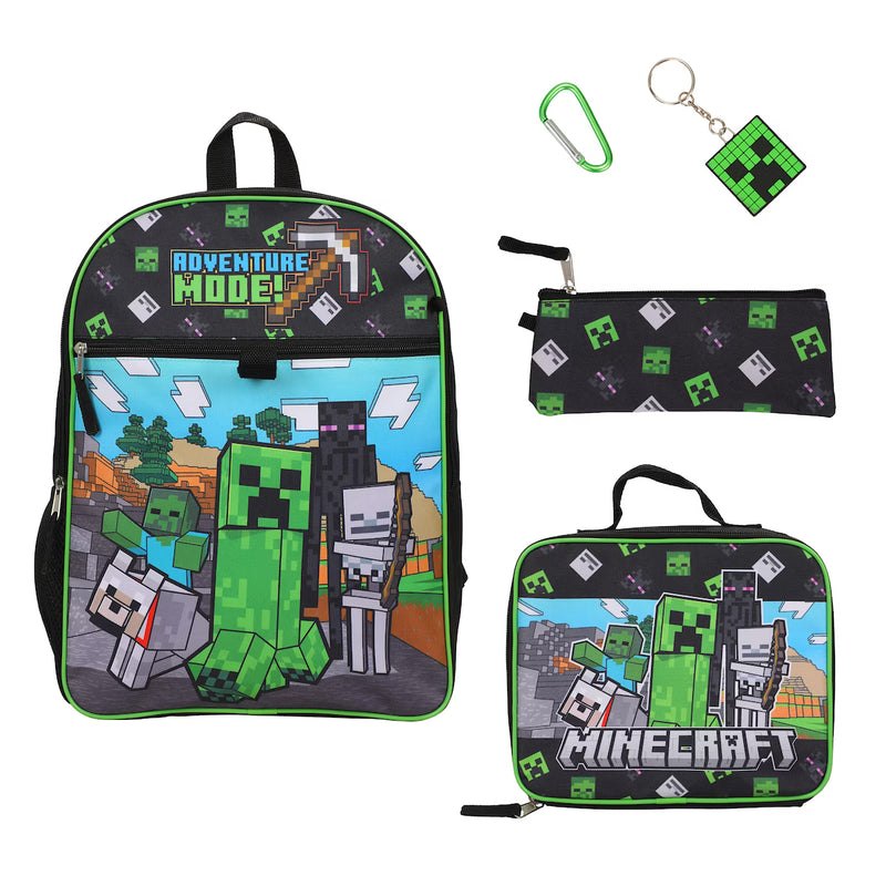 Cargue la imagen en el visor de la galería, Bioworld Minecraft - Characters 5-Piece 16" Backpack With Lunch Kit
