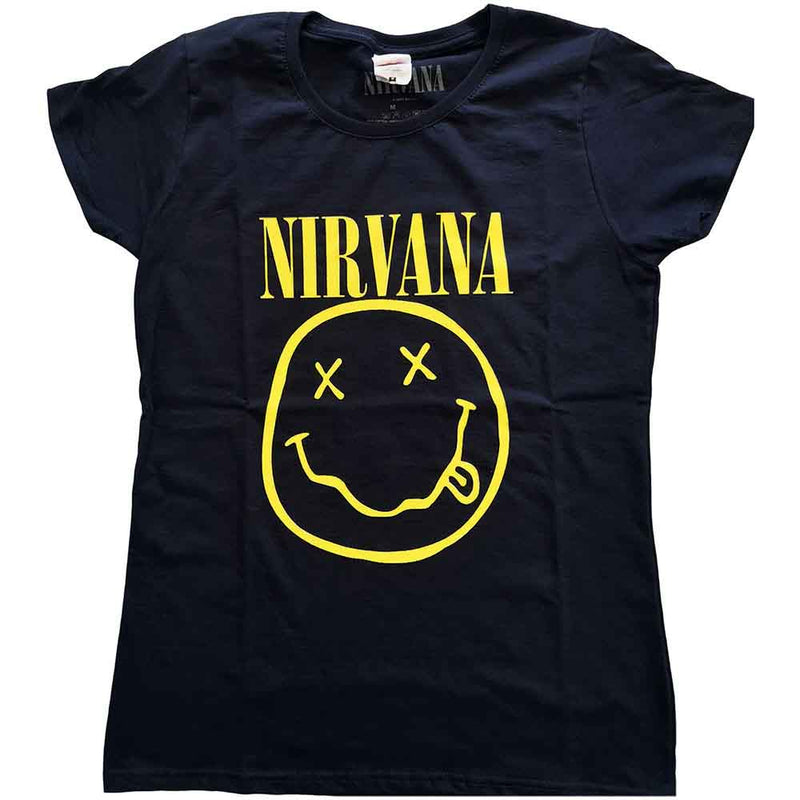 Chargez l&#39;image dans la visionneuse de la galerie, Nirvana &#39;Yellow Happy Face&#39; Ladies T-Shirt
