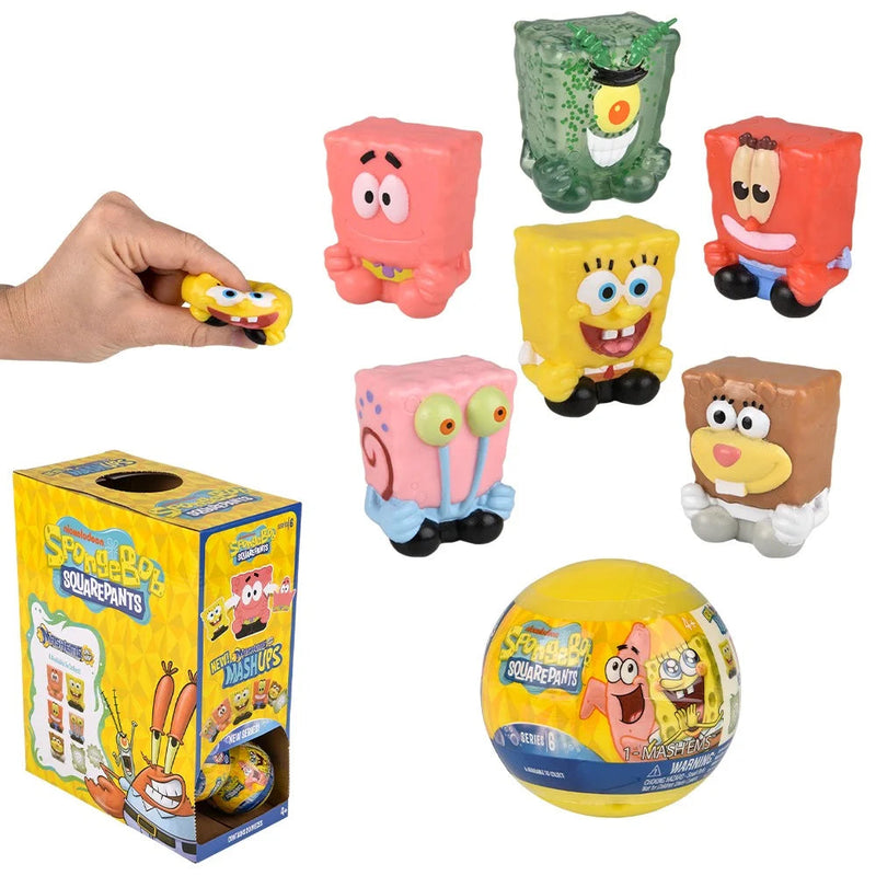 Load image into Gallery viewer, SpongeBob SquarePants toys including figures and a ball with packaging on a white background
