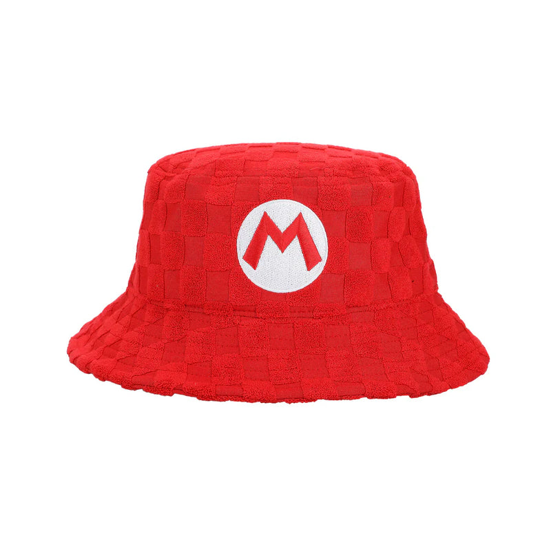 Cargue la imagen en el visor de la galería, Bioworld Super Mario - Mario Logo Men's Red Checkered Bucket Hat
