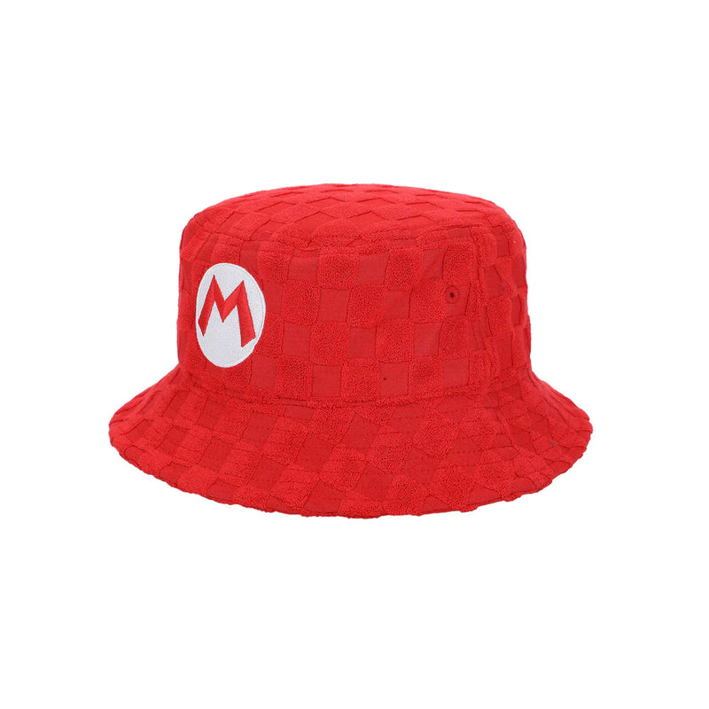 Cargue la imagen en el visor de la galería, Bioworld Super Mario - Mario Logo Men's Red Checkered Bucket Hat
