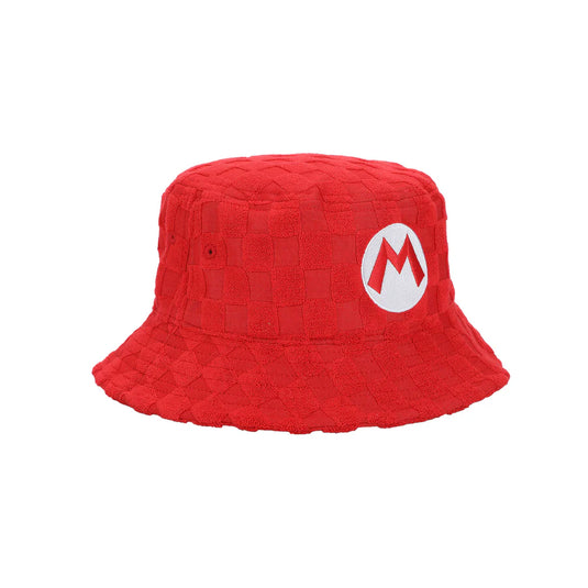 Bioworld Super Mario - Mario Logo Men's Red Checkered Bucket Hat