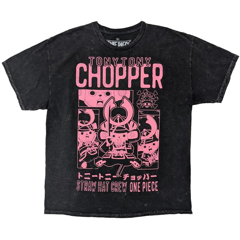 Load image into Gallery viewer, One Piece Chopper Pink Panels Mineral Wash T-Shirt
