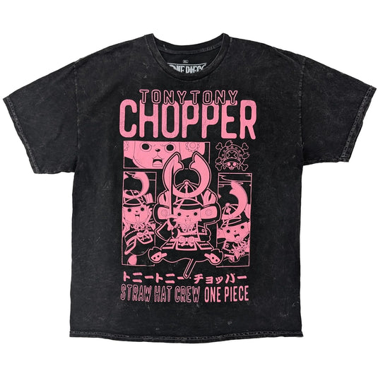 One Piece Chopper Pink Panels Mineral Wash T-Shirt