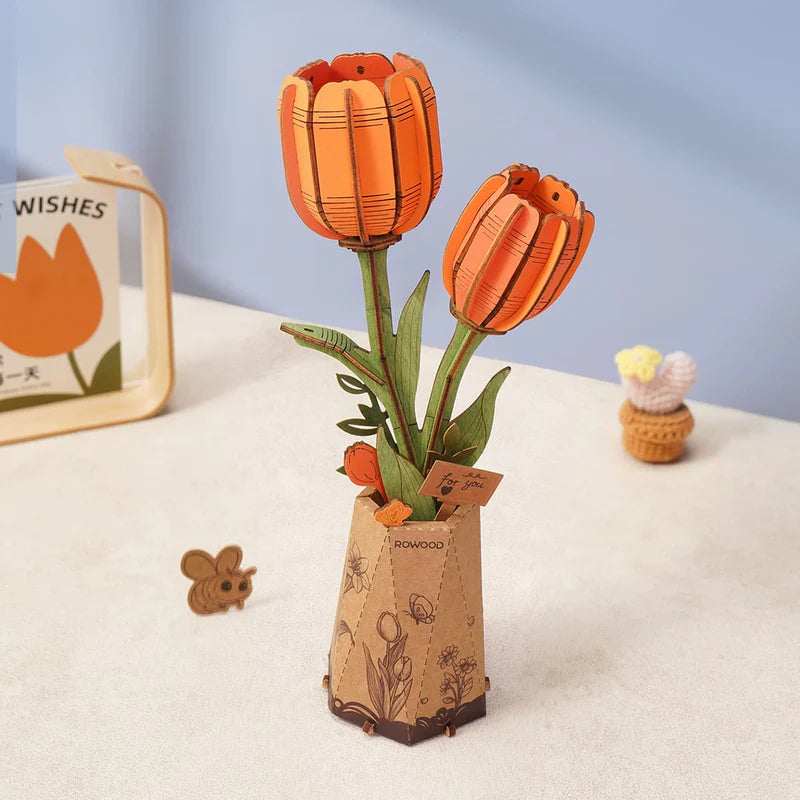 Load image into Gallery viewer, Robotime Rowood - DIY Wooden Flower Bouquet 3D Wooden Puzzle Figure
