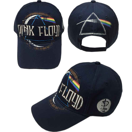 Pink Floyd Dark Side of the Moon Album Distressed Navy Blue Baseball Hat