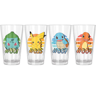 Pokemon: Pokemon Starter Gradients 16oz Pint Glass Set (4 Pack)