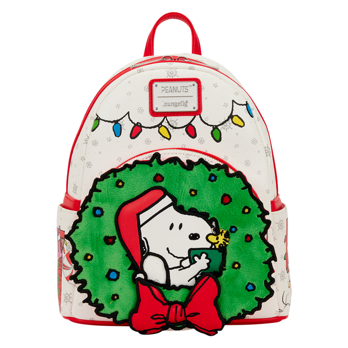 Loungefly Peanuts - Snoopy & Woodstock Holiday Plush Wreath Mini Backpack