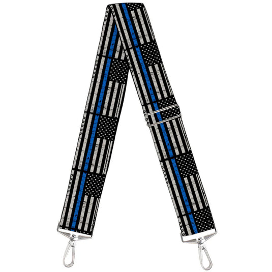 Thin Blue Line - Flag Weathered Black/Gray/Blue Purse Strap