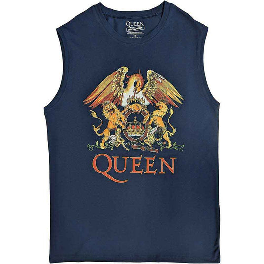 Queen - Classic Crest Navy Blue Unisex Tank Top
