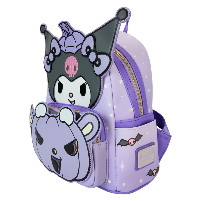 Load image into Gallery viewer, Loungefly Sanrio Kuromi Pumpkin Light Up Glow Mini Backpack
