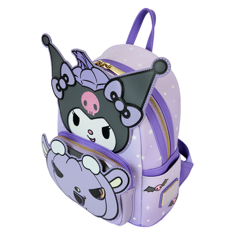 Load image into Gallery viewer, Loungefly Sanrio Kuromi Pumpkin Light Up Glow Mini Backpack
