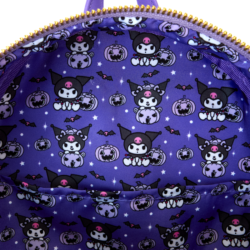 Load image into Gallery viewer, Loungefly Sanrio Kuromi Pumpkin Light Up Glow Mini Backpack
