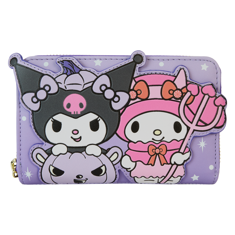 Chargez l&#39;image dans la visionneuse de la galerie, Loungefly Sanrio Kuromi &amp; My Melody Glow Zip Around Wallet
