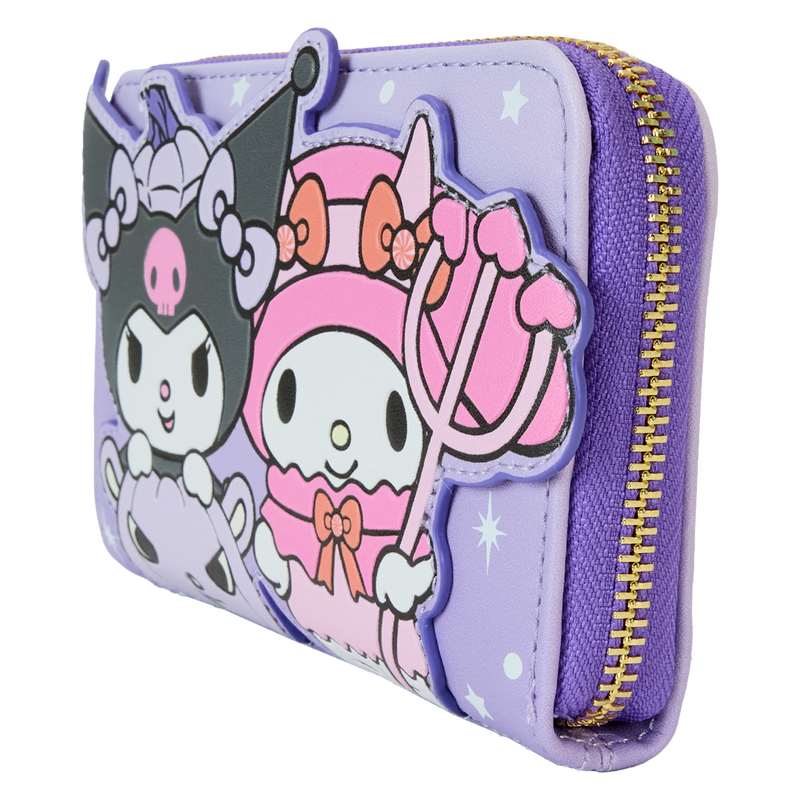 Chargez l&#39;image dans la visionneuse de la galerie, Loungefly Sanrio Kuromi &amp; My Melody Glow Zip Around Wallet
