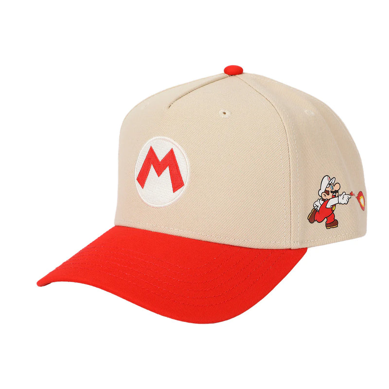 Load image into Gallery viewer, Super Mario Bros - Fire Mario White &amp; Red Retro Grandpa Snapback Hat
