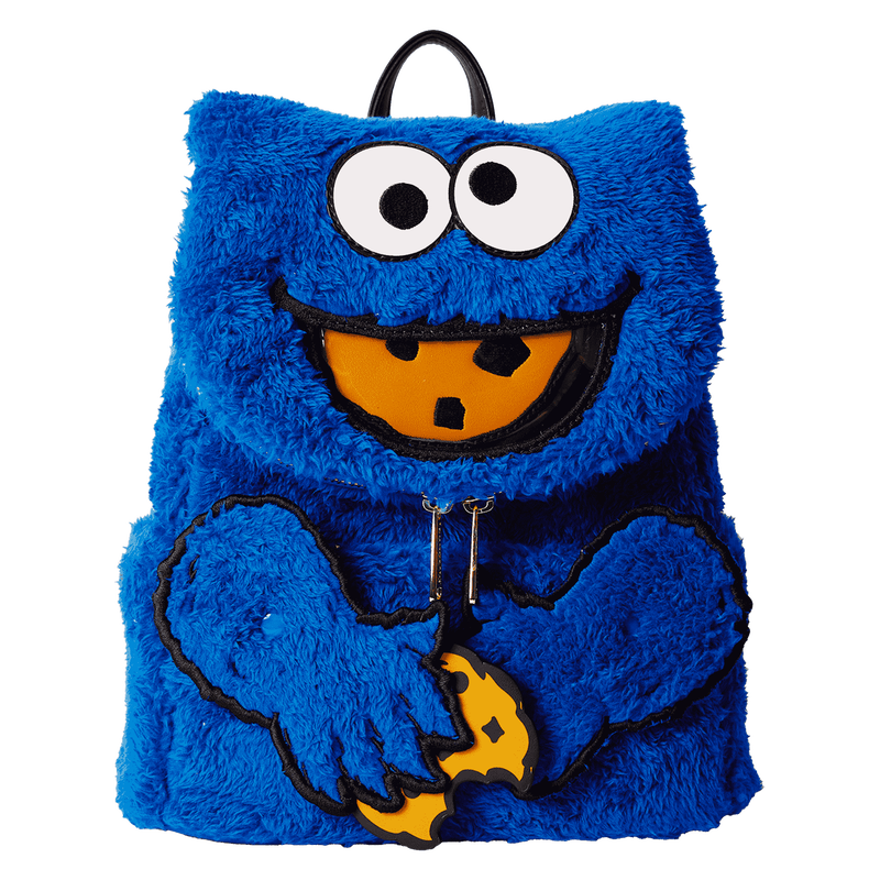 Cargue la imagen en el visor de la galería, Loungefly Sesame Street - Sesame Street Cookie Monster Plush Cosplay Mini Backpack With Coin Bag
