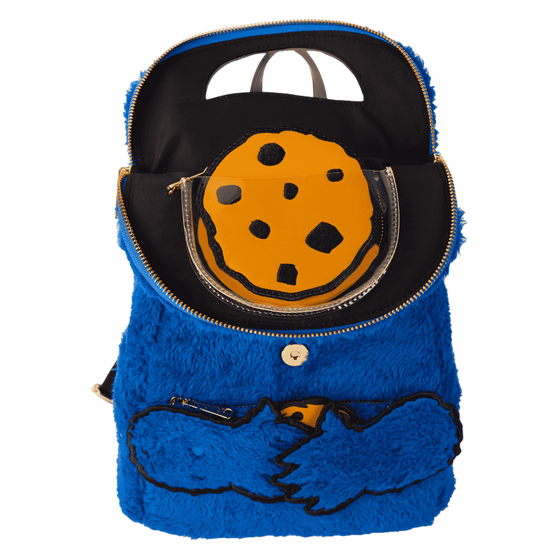 Cargue la imagen en el visor de la galería, Loungefly Sesame Street - Sesame Street Cookie Monster Plush Cosplay Mini Backpack With Coin Bag

