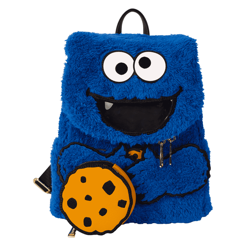 Cargue la imagen en el visor de la galería, Loungefly Sesame Street - Sesame Street Cookie Monster Plush Cosplay Mini Backpack With Coin Bag
