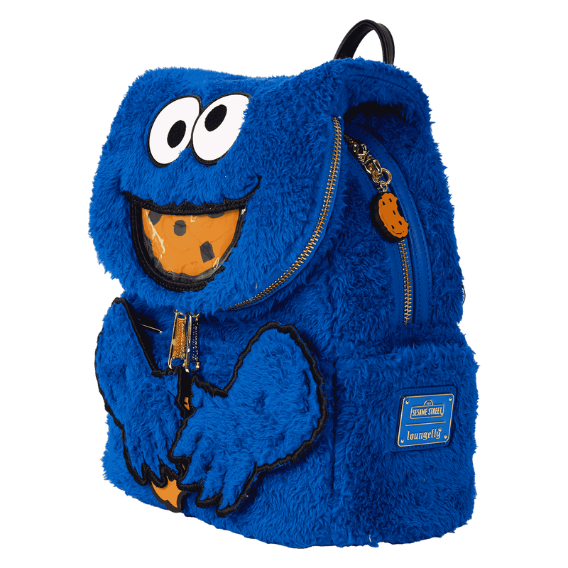 Cargue la imagen en el visor de la galería, Loungefly Sesame Street - Sesame Street Cookie Monster Plush Cosplay Mini Backpack With Coin Bag
