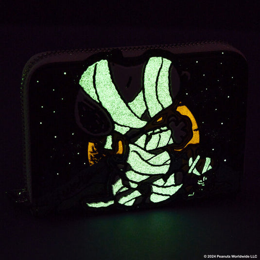 Loungefly Peanuts Snoopy Mummy Haunt Glow Zip Around Wallet