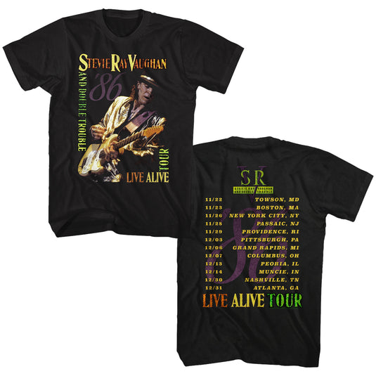 Stevie Ray Vaughan - Double Trouble Live Alive '86 Tour Adult T-Shirt