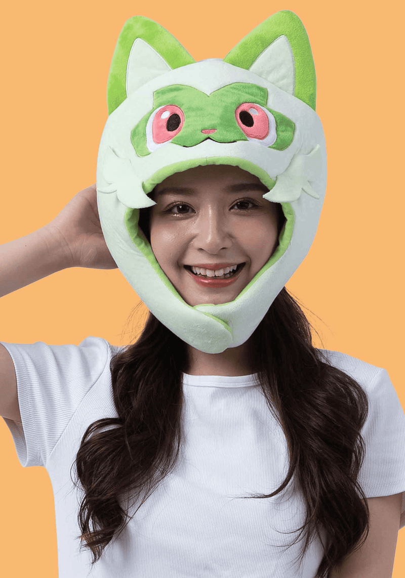 Load image into Gallery viewer, Clever Idiots Inc. Pokemon Sprigatito Kigurumi Costume Beanie Hat
