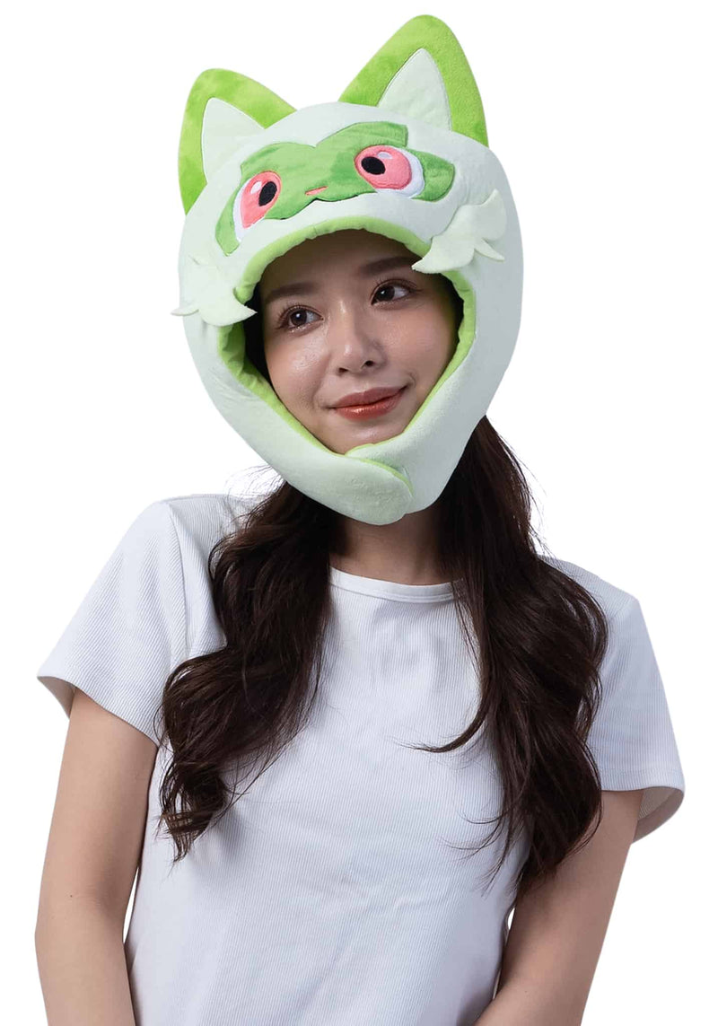 Load image into Gallery viewer, Clever Idiots Inc. Pokemon Sprigatito Kigurumi Costume Beanie Hat
