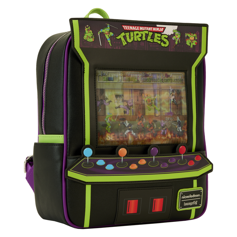 Load image into Gallery viewer, Loungefly Teenage Mutant Ninja Turtles 40th Anniversary Vintage Arcade Lenticular Glow Mini Backpack
