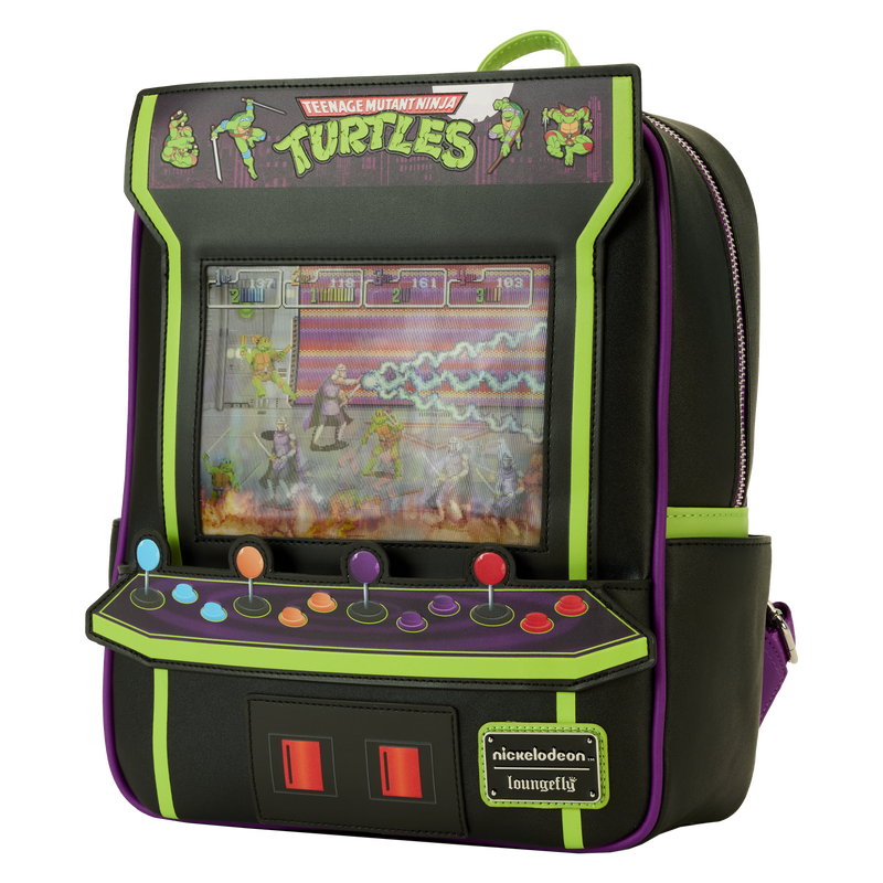 Load image into Gallery viewer, Loungefly Teenage Mutant Ninja Turtles 40th Anniversary Vintage Arcade Lenticular Glow Mini Backpack
