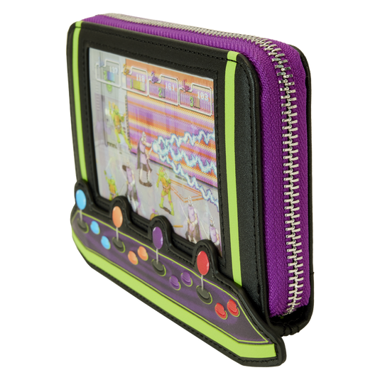 Loungefly Teenage Mutant Ninja Turtles 40th Anniversary Vintage Arcade Lenticular Glow Zip Around Wallet