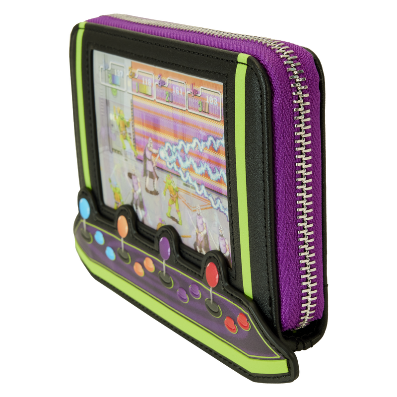 Teenage Mutant Ninja Turtles 40th Anniversary Vintage Arcade Lenticular Glow Zip Around Wallet